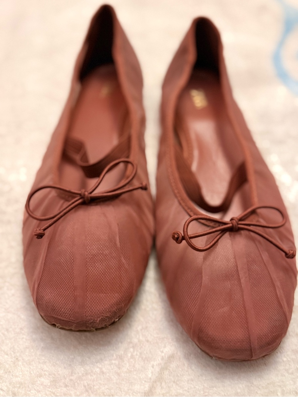 Zara Women's Rust Brown Bow Ballet Flats